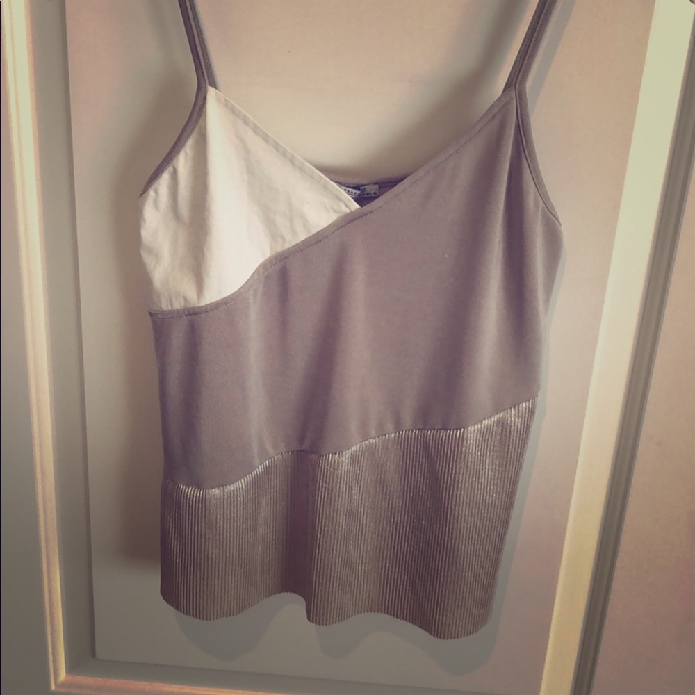 Zara Tarafaluc metallic v-neck tank top - M